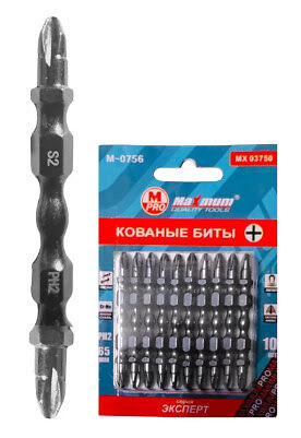 Набор бит кованых PH2, 65 мм, глянцевые, 10штук, "MAXIMUM" м-0765 (2670)