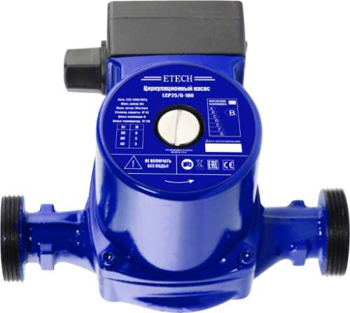 ETECH LCP25/6-180 Насос циркуляционный (40/60/90 Вт, 3/5/6 м, 50 л/мин, 180 мм, чугун)