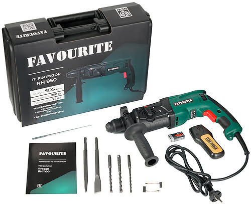 RH 950 Перфоратор 950Вт + ДЕТЕКТОР СКРЫТОЙ ПРОВОДКИ, 3реж, SDS+ 3,2Дж, FAVOURITE