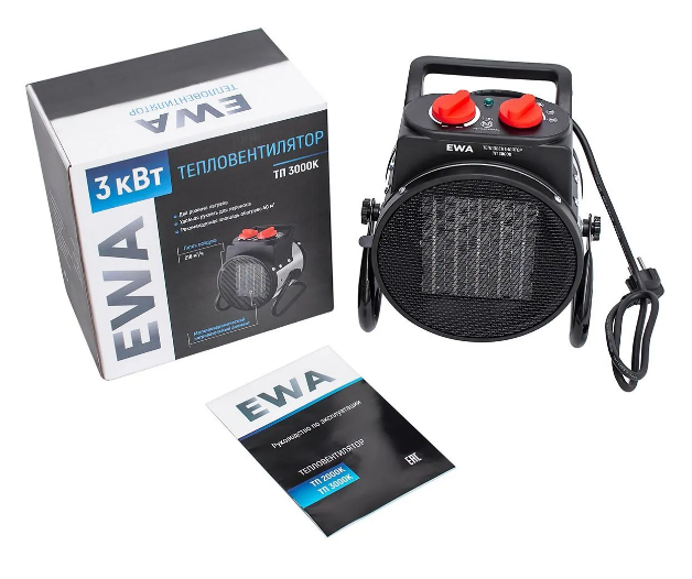 ТП 3000К Тепловентилятор керам. 3кВт,  круглый, IP20 EWA