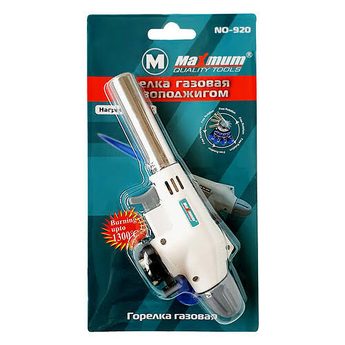Горелка газовая 920 КЕРАМИКА, с пьезоподжигом, " MAXIMUM" MX 08410 (2054)