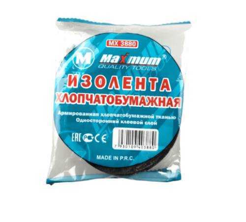 Изолента хлопчатобумажная 83 гр. 3м x13мм, черная, армированная, "MAXIMUM" МХ 03880 (03880)