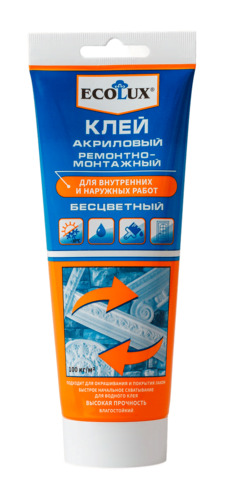 Ecolux Клей Акриловый Ремонтно-Монтажный бесцветный 200 мл