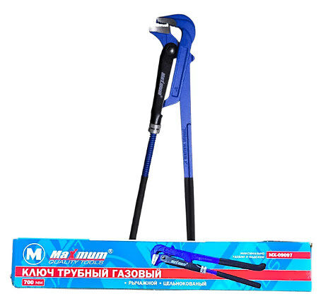 Ключ трубный газовый рычажной N⁰3 650 мм, (цельнокованый, красный), обливные рукоятки ЕVA, "MAXIMUM"