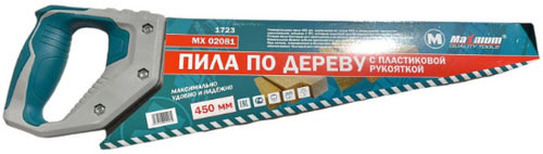 Пила по дереву чистый рез 450 мм, с пластиковой рукояткой, 1723, "MAXIMUM" MX 02081