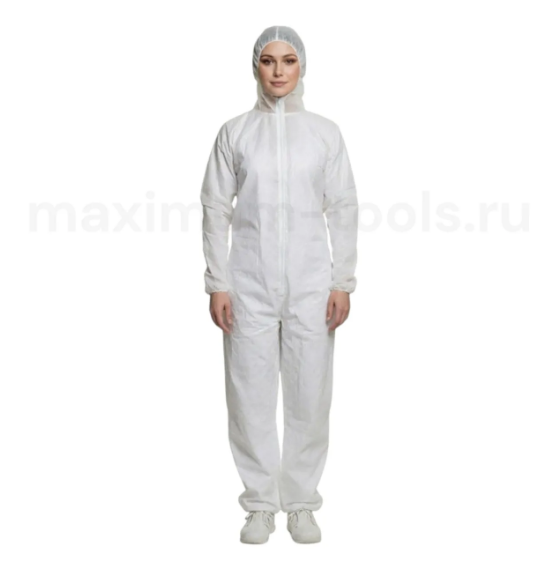 Комбинезон (костюм) защитный XXL 185 см. с капюшоном, на молнии, спанбонд