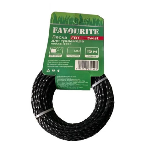 FBT 3.0twist Леска для триммера 3,0мм, 15м, витой квадрат FAVOURITE