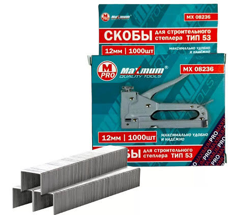 Скобы для строительного степлера 12 мм,1000 шт, тип 53, «Maximum» MX 08236 (2506)