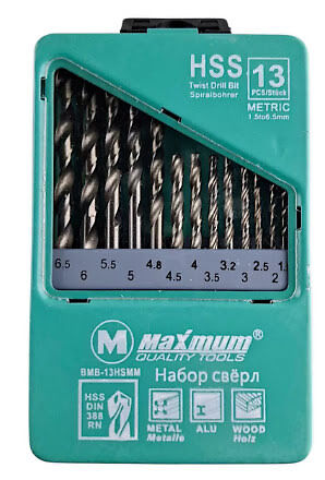 Набор сверл по металлу HSS 13 предметов, 4341, "MAXIMUM" MX 02760 (3171)